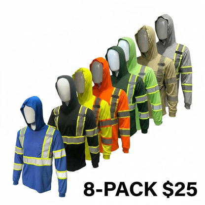 5 PACK SHIRT ST908 High Visibility Hoodie Long Sleeve Safety Shirt