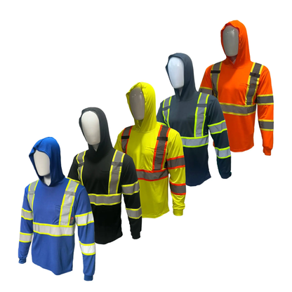 5 PACK SHIRT ST908 High Visibility Hoodie Long Sleeve Safety Shirt