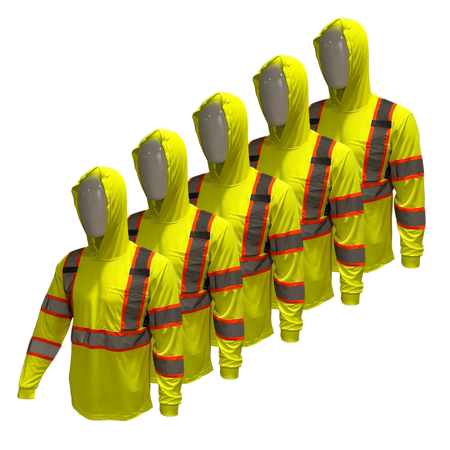 5 PACK SHIRT ST908 High Visibility Hoodie Long Sleeve Safety Shirt