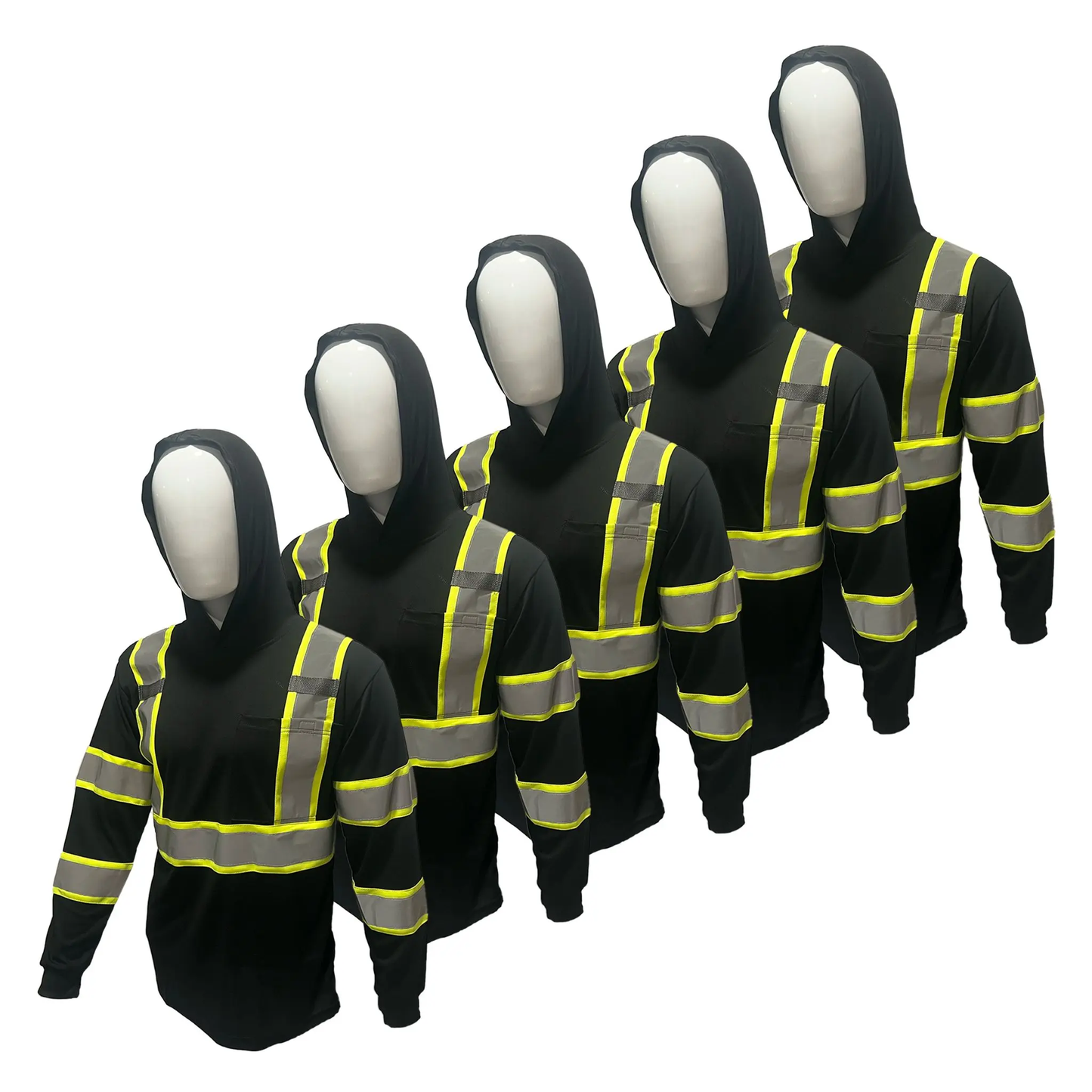 5 PACK SHIRT ST908 High Visibility Hoodie Long Sleeve Safety Shirt
