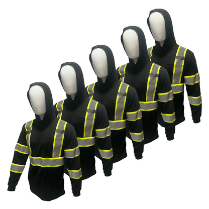 5 PACK SHIRT ST908 High Visibility Hoodie Long Sleeve Safety Shirt