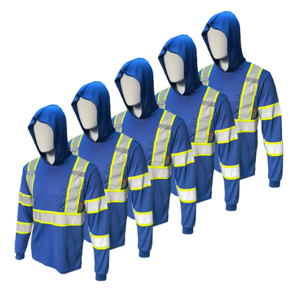 5 PACK SHIRT ST908 High Visibility Hoodie Long Sleeve Safety Shirt