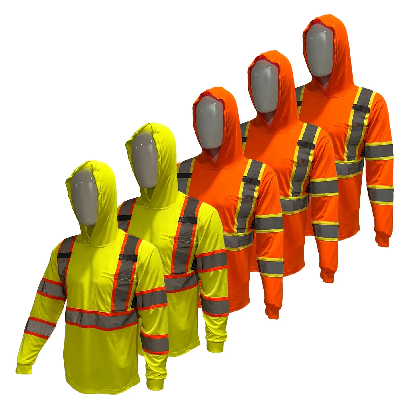 5 PACK SHIRT ST908 High Visibility Hoodie Long Sleeve Safety Shirt