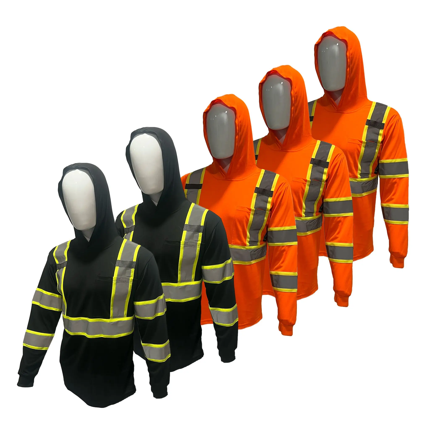 5 PACK SHIRT ST908 High Visibility Hoodie Long Sleeve Safety Shirt