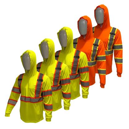 5 PACK SHIRT ST908 High Visibility Hoodie Long Sleeve Safety Shirt