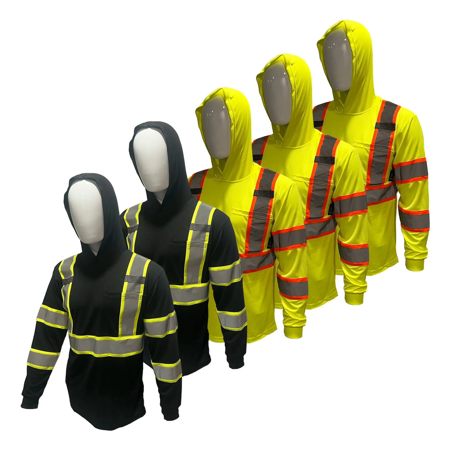 5 PACK SHIRT ST908 High Visibility Hoodie Long Sleeve Safety Shirt