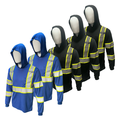 5 PACK SHIRT ST908 High Visibility Hoodie Long Sleeve Safety Shirt