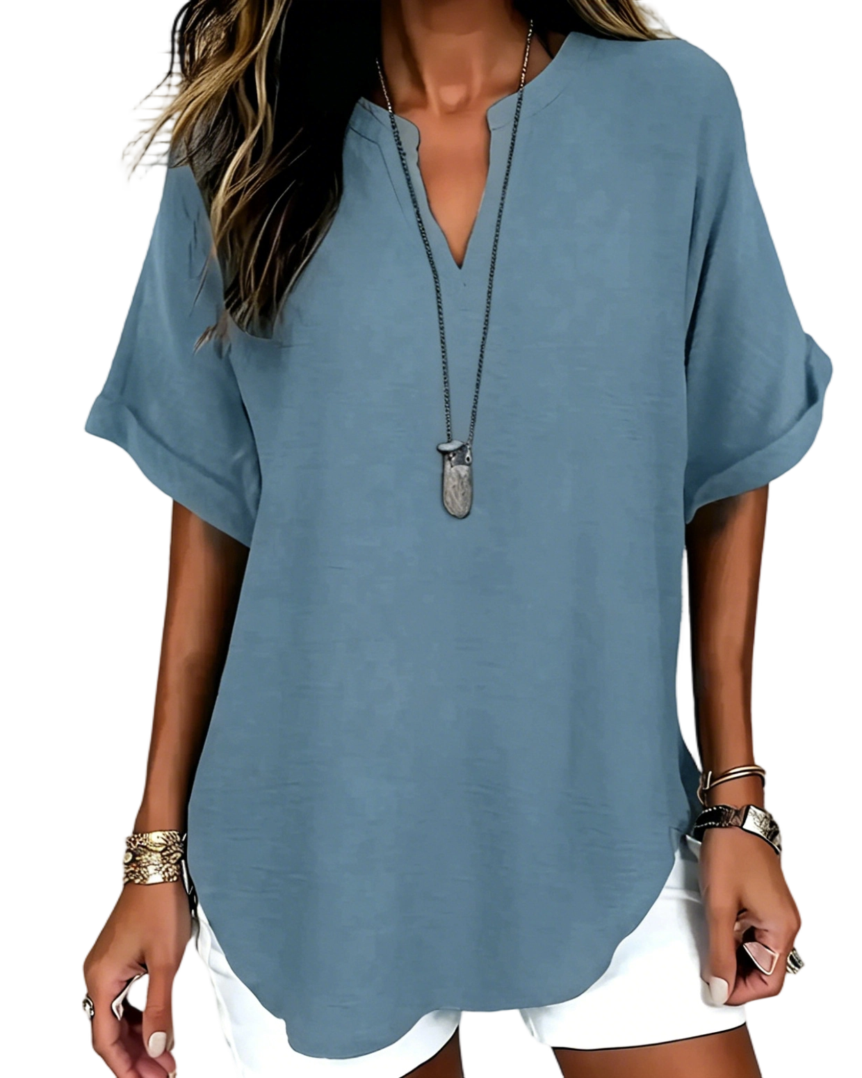 ⏰Final 3 hours 80% OFF🔥Women's Plain Short Sleeve Blouse, Casual Solid Color Top for Daily Wear, Ladies Clothes for All Seasons