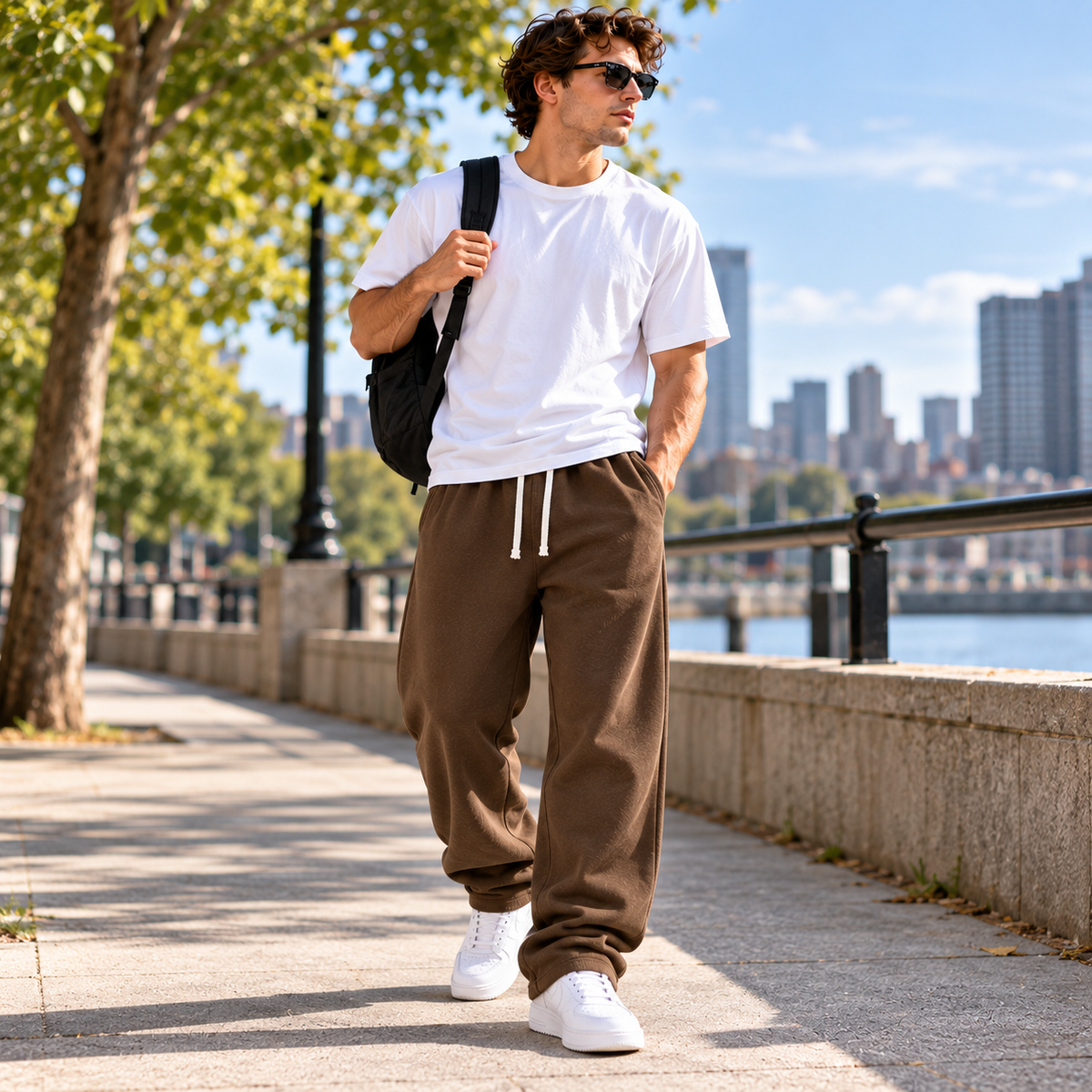 Men's Casual Relaxed Fit Drawstring Sweatpants with Elastic Waist