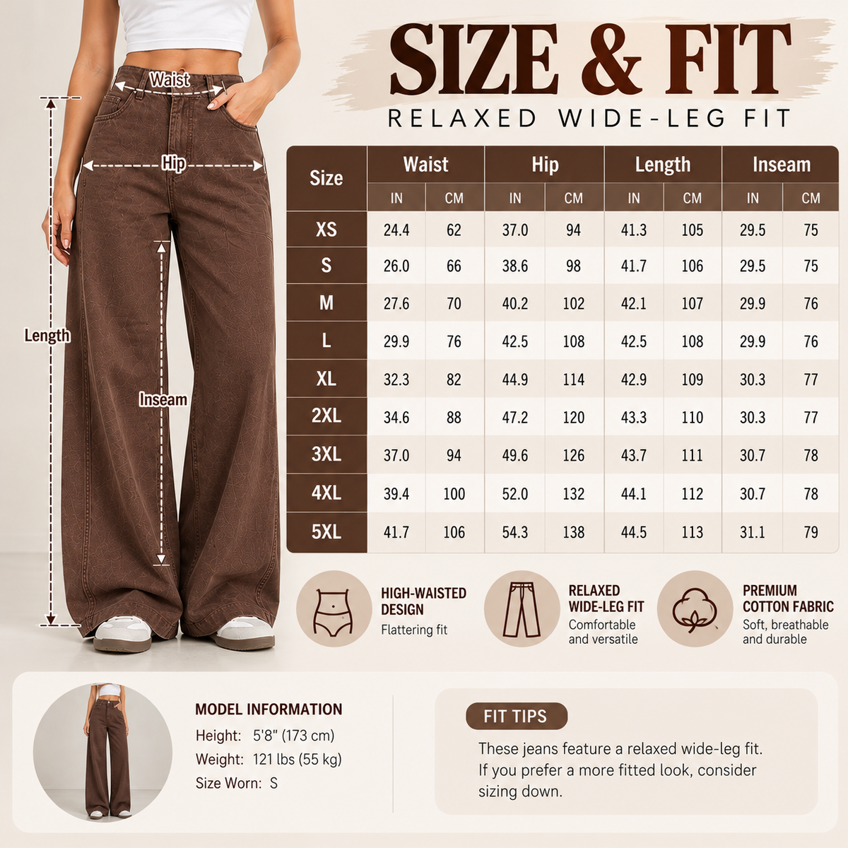 Women's Casual High Waisted Relaxed Fit Wide Leg Jeans with Pockets