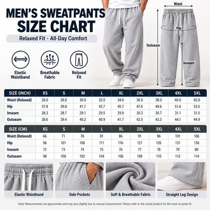 Men's Casual Relaxed Fit Drawstring Sweatpants with Elastic Waist