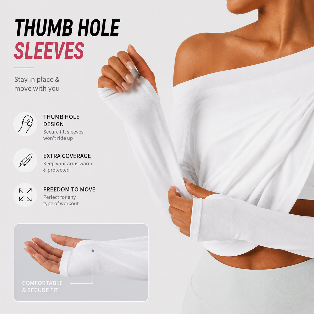 Women’s One Shoulder Long Sleeve Workout Top with Built-In Bra & Thumb Holes