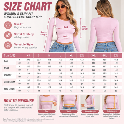 Women's Everyday Soft Stretch Long Sleeve Crew Neck Slim Fit Top