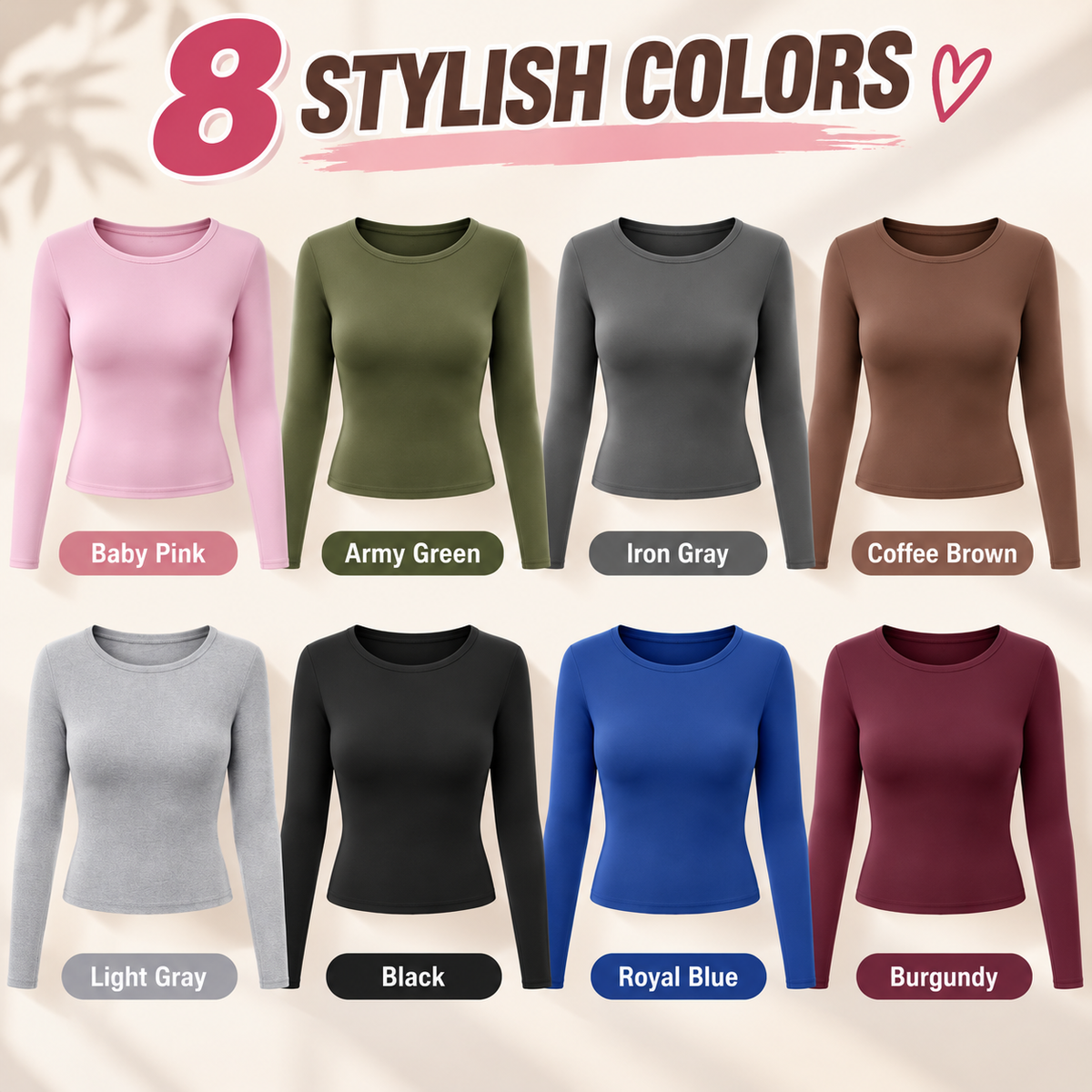 Women's Everyday Soft Stretch Long Sleeve Crew Neck Slim Fit Top