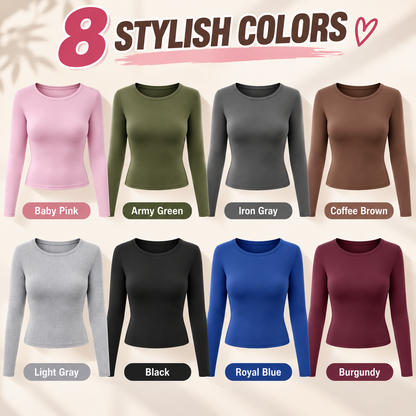Women's Everyday Soft Stretch Long Sleeve Crew Neck Slim Fit Top