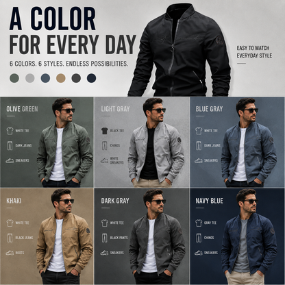 Men’s Casual Bomber Jacket – Lightweight Full-Zip Everyday Jacket with Pockets