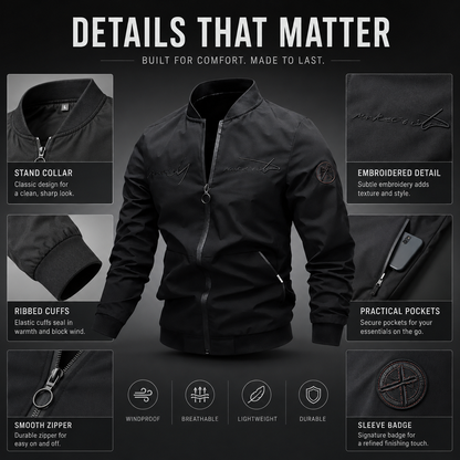 Men’s Casual Bomber Jacket – Lightweight Full-Zip Everyday Jacket with Pockets