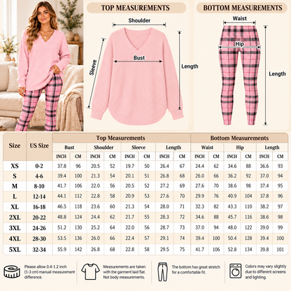 Women's Casual V-Neck Long Sleeve Relaxed Fit Tunic Top with Printed Leggings