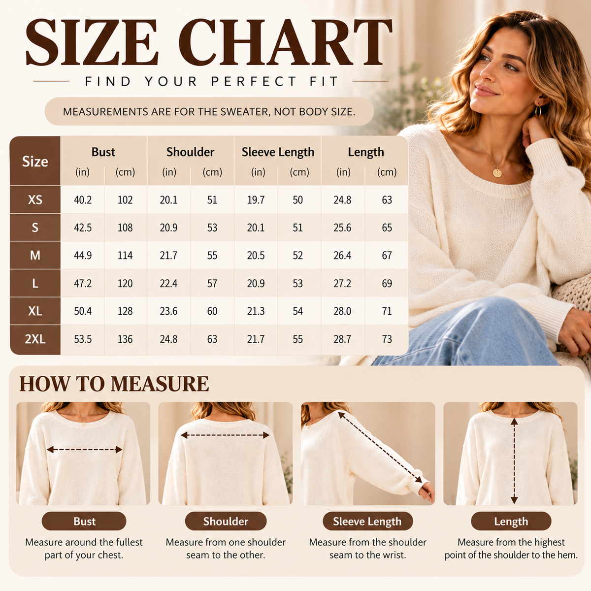 Women's Cozy Solid Color Crew Neck Oversized Knit Sweater