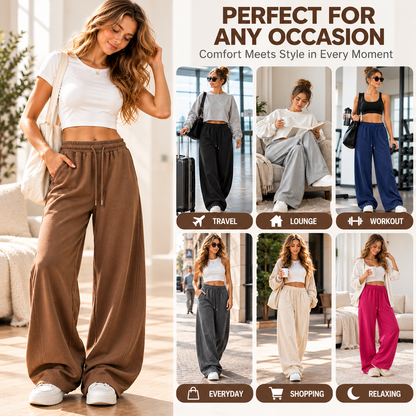 Women's Casual Wide Leg Drawstring Sweatpants with Pockets