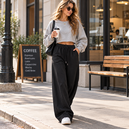 Women's Casual Wide Leg Drawstring Sweatpants with Pockets